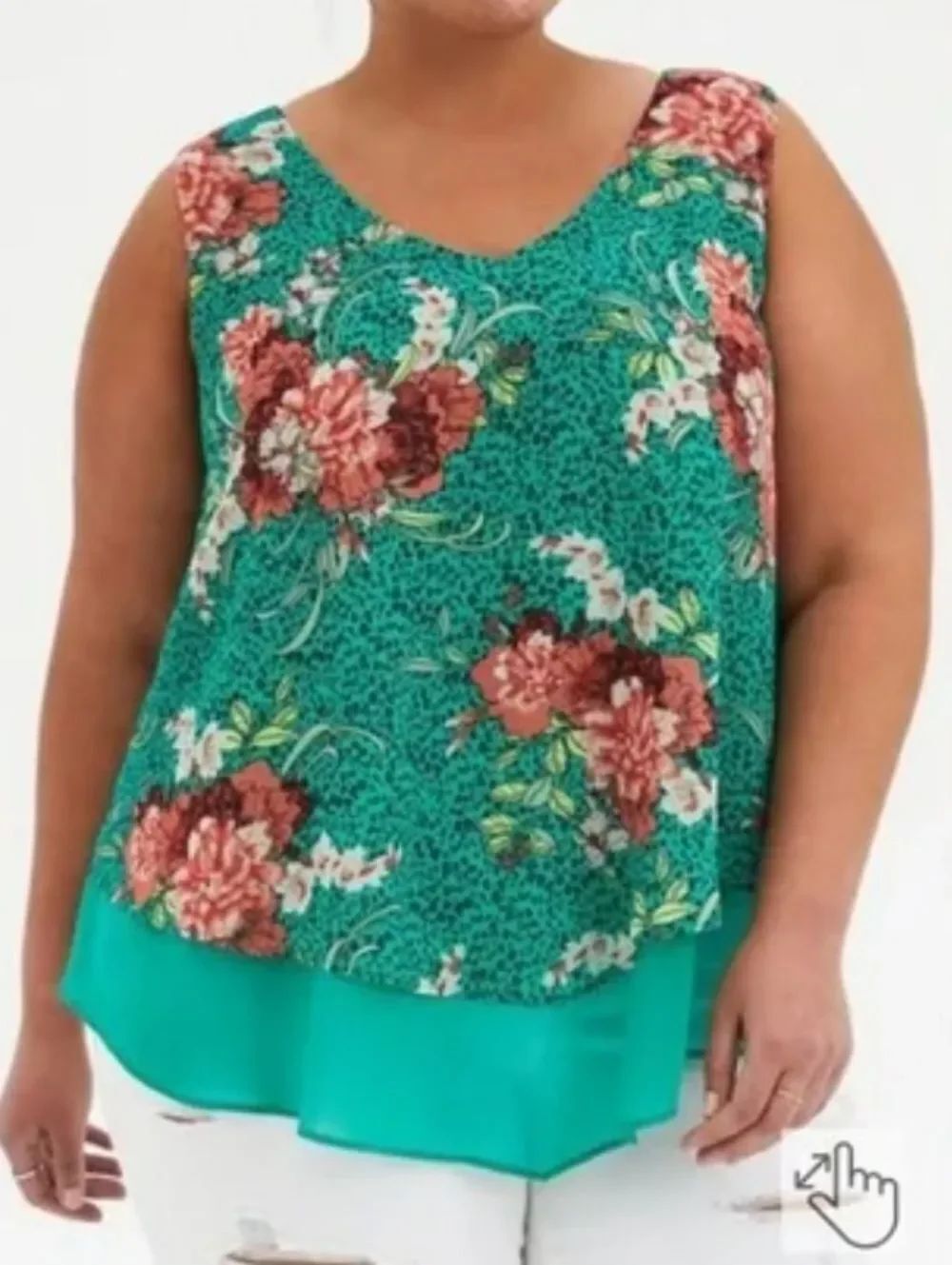 Torrid Double Layer Chiffon Floral Over Animal Print SLeeveless Top